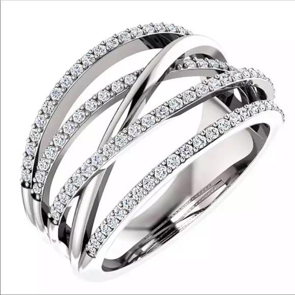 Jewelry - New Women’s 925 Silver Beautiful Multi Rows Diamond Ring
